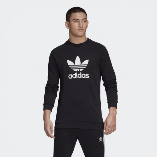 Ανδρικά Adidas Originals Trefoil Ανδρική Μπλούζα Φούτερ Black -Μπουφάν Εκπτώσεις adidas originals trefoil crew