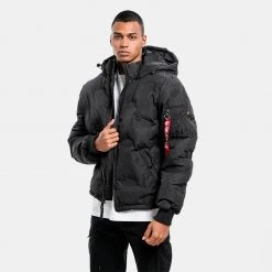 Ανδρικά Alpha Industries Ανδρικό Μπουφάν BLACK 10 Ανδρικά Alpha Industries Ανδρικό Μπουφάν BLACK -Μπουφάν Εκπτώσεις alpha industries hooded logo puffer 2