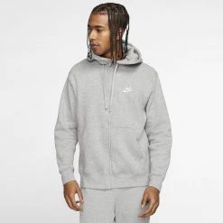 Ανδρικά Nike Sportswear Club Ανδρική Ζακέτα DK GREY HEATHER/MATTE SILVER/WHITE