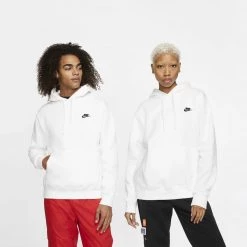 Ανδρικά Nike Sportswear Club Ανδρική Μπλούζα με Κουκούλα White/White/Black