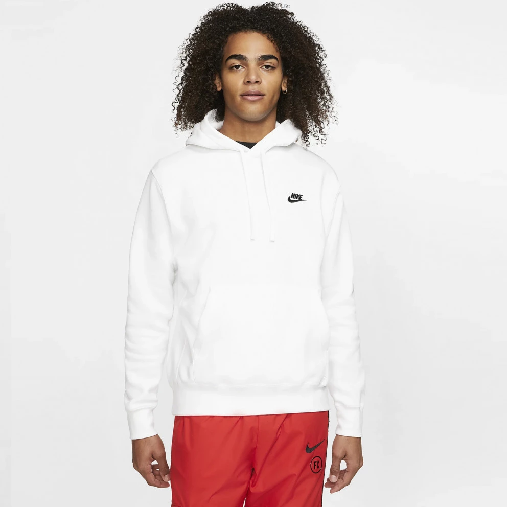 Ανδρικά Nike Sportswear Club Ανδρική Μπλούζα με Κουκούλα White/White/Black 4 Ανδρικά Nike Sportswear Club Ανδρική Μπλούζα με Κουκούλα White/White/Black - Image 2