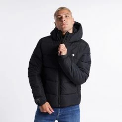 Ανδρικά Superdry Hooded Sports Puffer Aνδρικό Μπουφάν Black