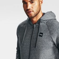 Ανδρικά Under Armour Rival Fleece Ανδρική Ζακέτα Pitch Gray Light Heather//Onyx White 9 Ανδρικά Under Armour Rival Fleece Ανδρική Ζακέτα Pitch Gray Light Heather//Onyx White -Μπουφάν Εκπτώσεις under armour rival fleece fz hoodie 6